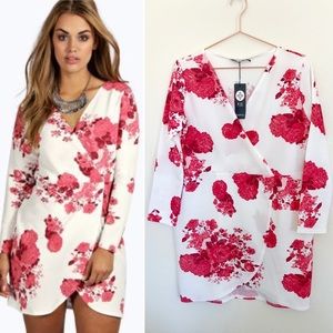 Boohoo Plus Floral Wrap Dress